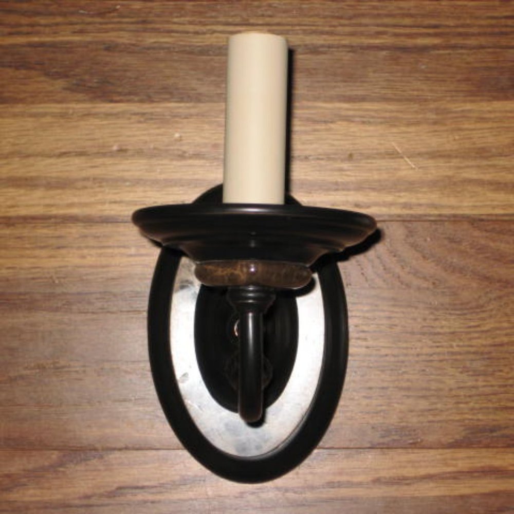 NWT Vintage Restoration Hardware Sconce & Shade Wall Light Marble Etoile Bronze